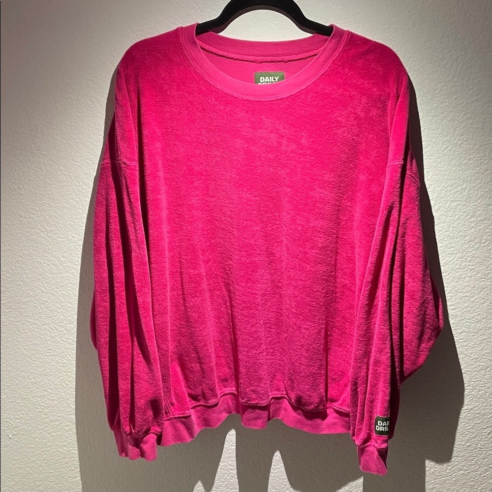 Daily Drills Terry Oversized Crew Hot Pink Barbiecore